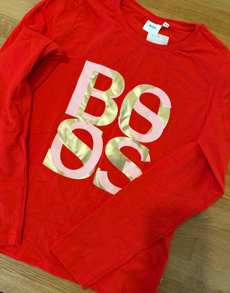 Wie neu! BOSS Kinder Langarmshirt Rot Größe 152