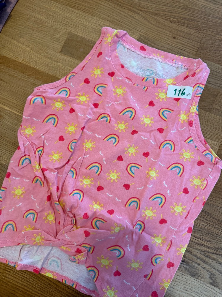 Rosa Kinder-Tanktop mit Regenbogen- und Sonnenmotiven Gr. 116